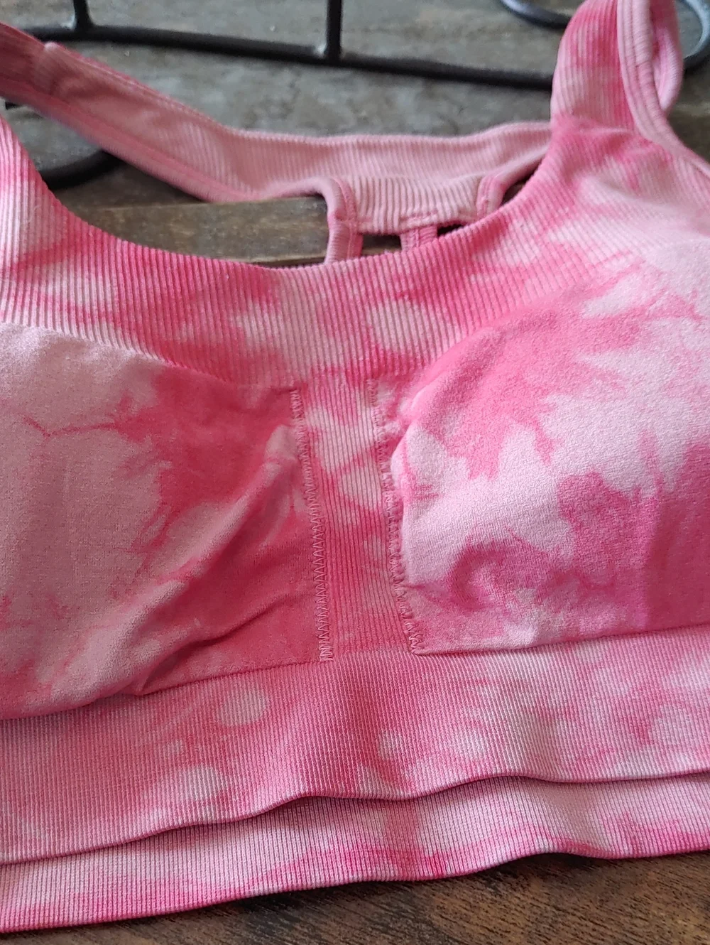 Pink Tye Dye MTA Pro XL Padded Wirefree Sexy Strappy Sports Bra